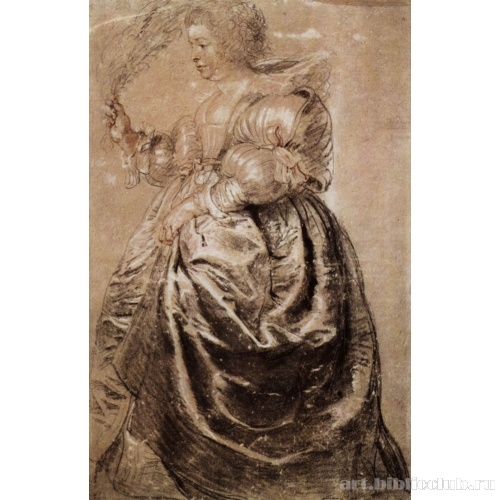 Молодая женщина с веером из страусовых перьев