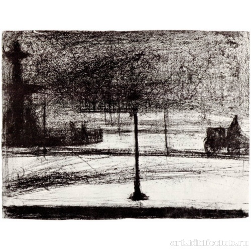 Площадь Согласия в темноте в снегу