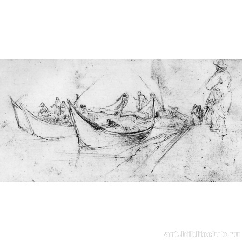 Лодки и рыбаки на берегу