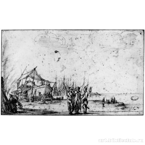 Вид гавани с кораблем