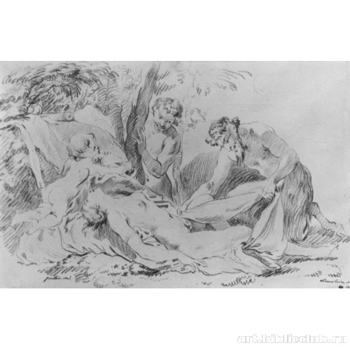 Спящая нимфа и два сатира