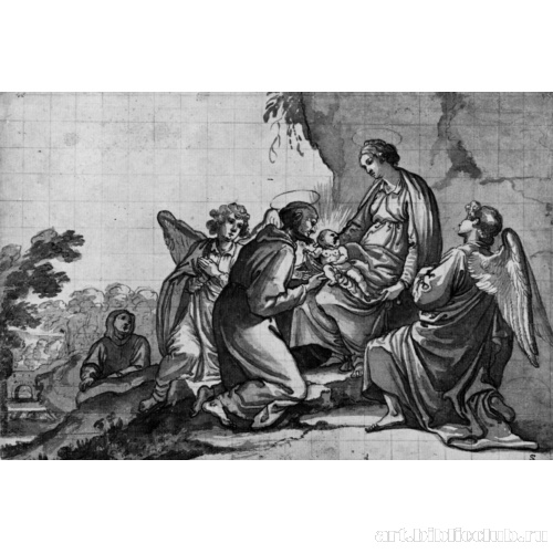 Мадонна протягивает младенца Христа святому Франциску