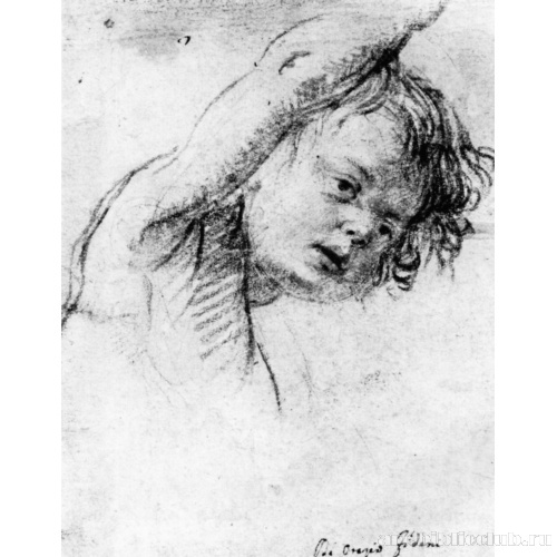 Этюд фигуры мальчика с поднятой рукой