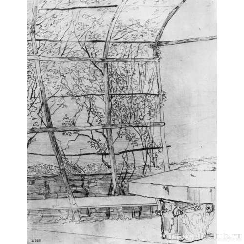 Беседка с каменным столом в английском саду Гейдельбергского замка