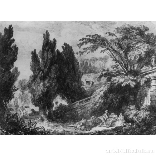 Парковый пейзаж с веселым обществом