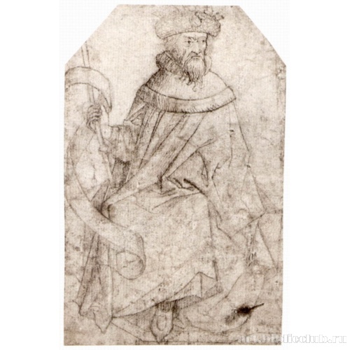 Сидящий король со скипетром и бандеролью