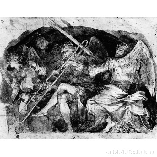 Эскиз ангельского концерта для росписи люнета