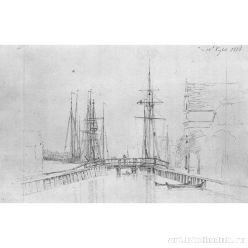 Гавань Грайфсвальда с мостом на каменных опорах