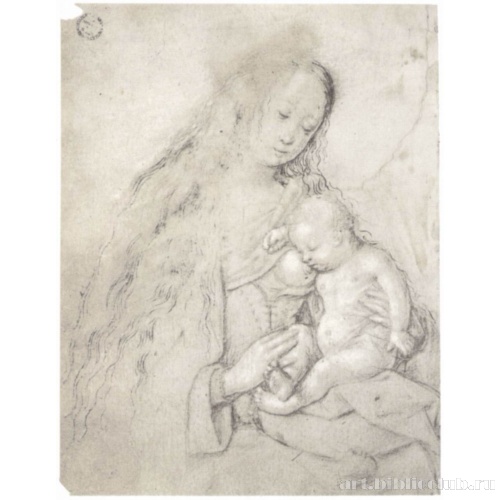 Мария с заснувшим у груди младенцем