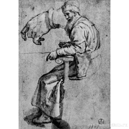 Сидящий знатный господин и этюд руки