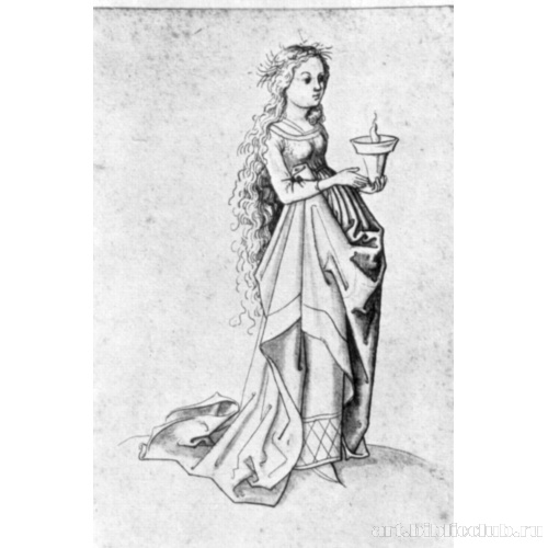 Дева разумная, в платье с подобранным подолом