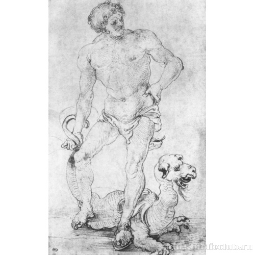 Обнаженный мужчина с драконом