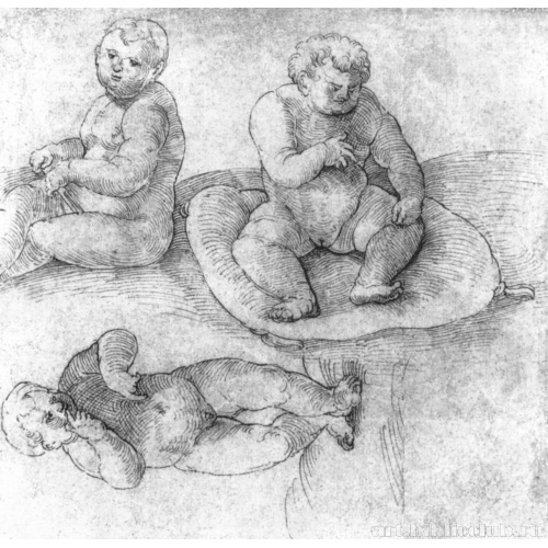 Лист этюдов с нагим ребенком