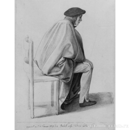 Сидящий Фридрих Овербек в белой накидке