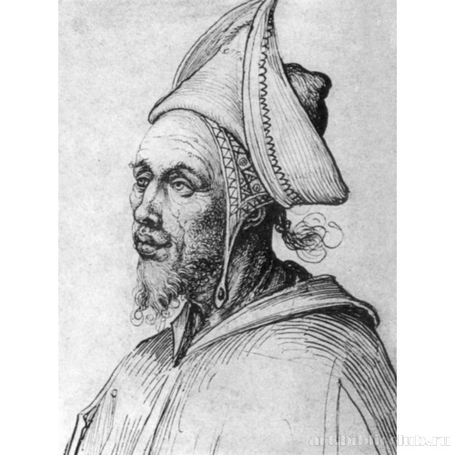 Восточный человек в шляпе с высокими полями