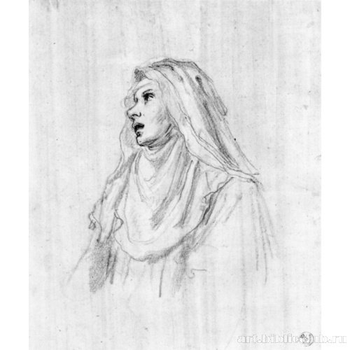 Полуфигура смотрящей вверх монахини