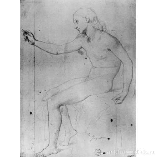 Сидящий обнаженный молодой натурщик