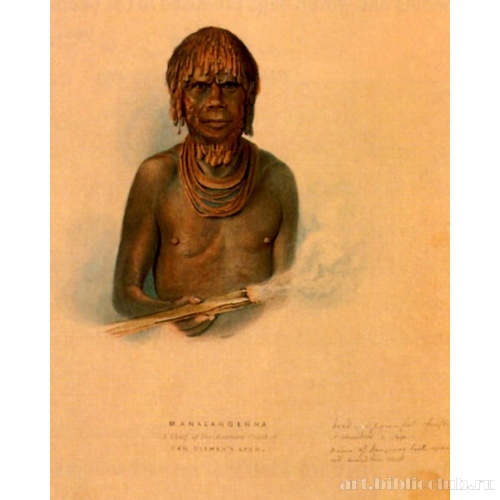 Туземец-маналаргенна с палкой для разжигания огня