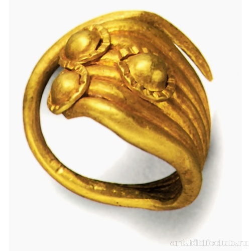 Височное кольцо шестидольчатое с тремя розеттами. Клад Н-b