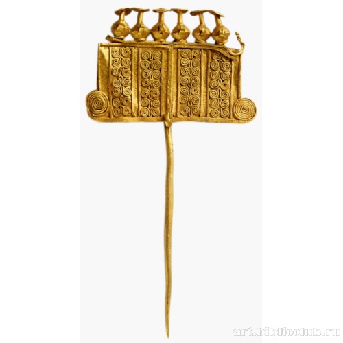 Булавка с головкой в виде пластины с шестью сосудиками. Клад О