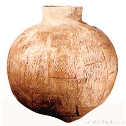 Кувшин, украшенный рисунком в виде рыбьих костей из Телль-Хассуны