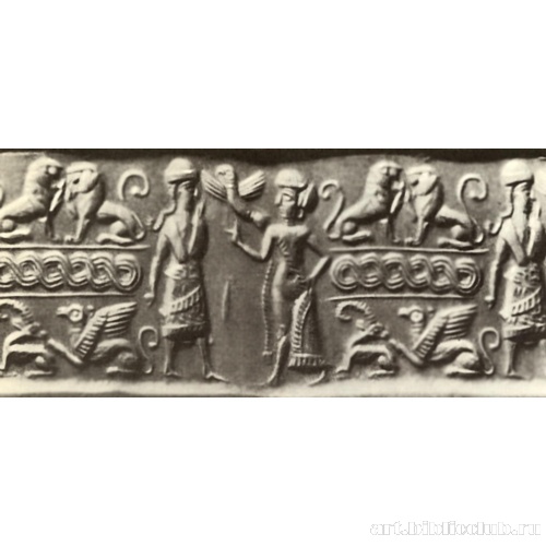 Оттиск хурритской печати с изображением богини Шавушки