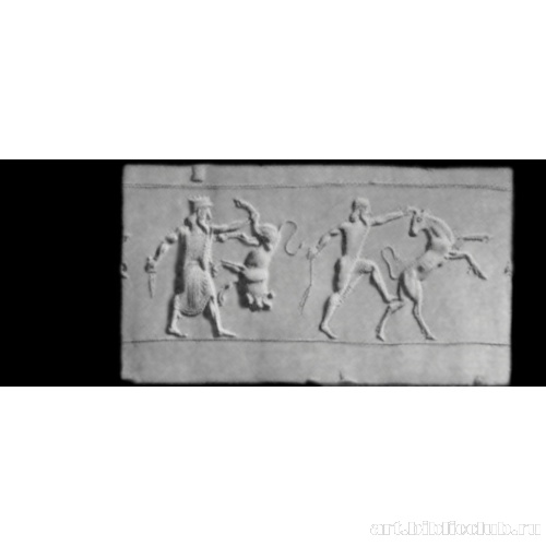 Оттиск цилиндрической печати с изображением сцены охоты