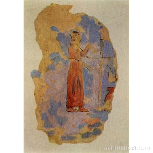 Жрец с чашей перед карасом с вином. Фрагмент росписи