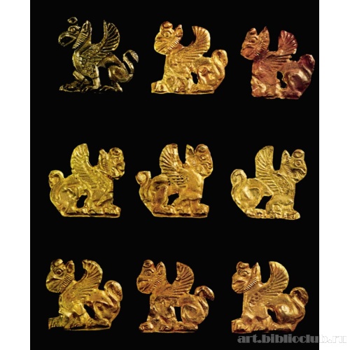 Бляшки нашивные в виде крылатых грифонов
