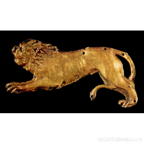 Бляшка накладная в виде фигуры льва. Украшение колчана
