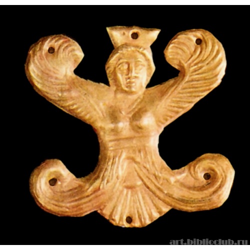 Бляшка в виде рельефной фигуры богини