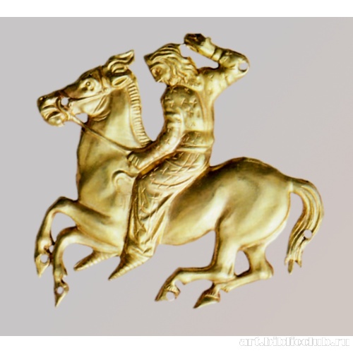 Бляшка нашивная в виде конного скифа из кургана Куль-Оба