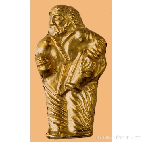 Бляшка нашивная объемная - фигура стоящего скифа