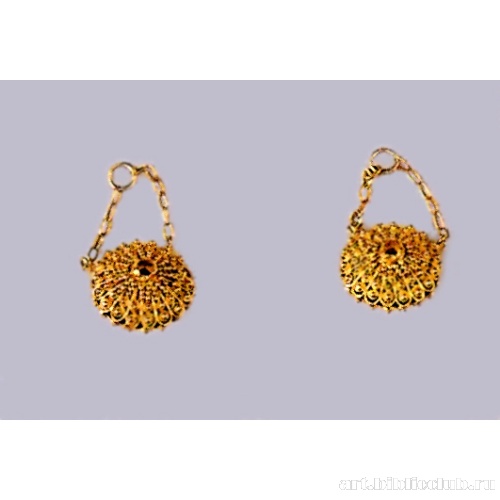 Подвески ажурные сканно-зерненые на цепочках