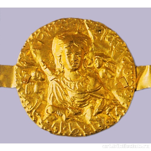 Диадема погребальная с изображением богини на медальоне, закрепленном в центре