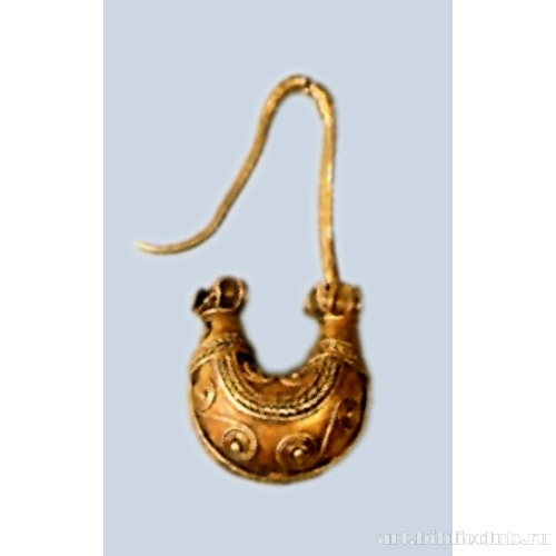 Серьга в виде калачика с высокой дужкой, оканчивающейся крючком
