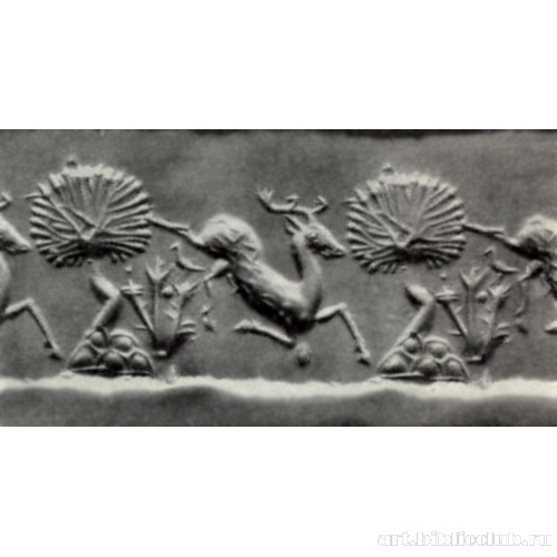 Оттиск цилиндрической печати с изображением бегущего оленя