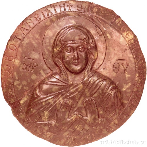 Медальон из серпентина с образом Богоматери Оранты