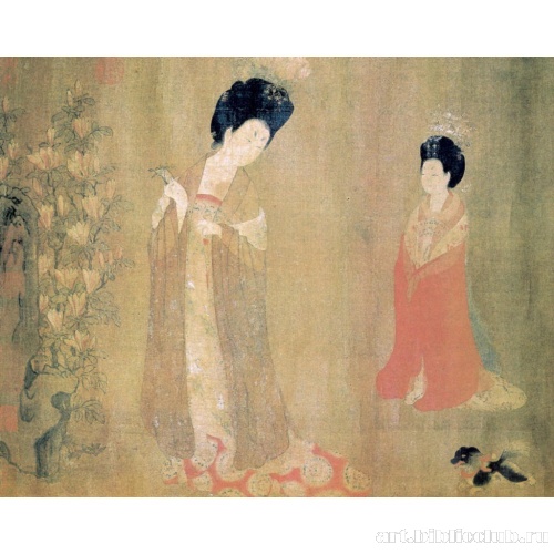 Дамы, украшенные цветами. Деталь свитка