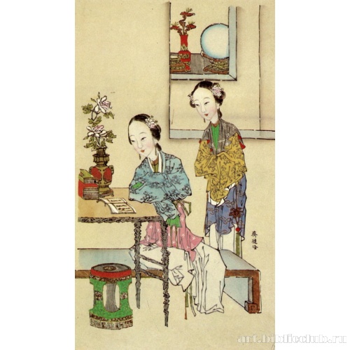 Чтение в комнате с орхидеями