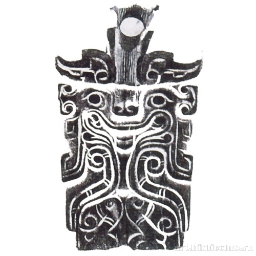 Ритуальный объект в форме птицы со звериной головой (прорисовка)