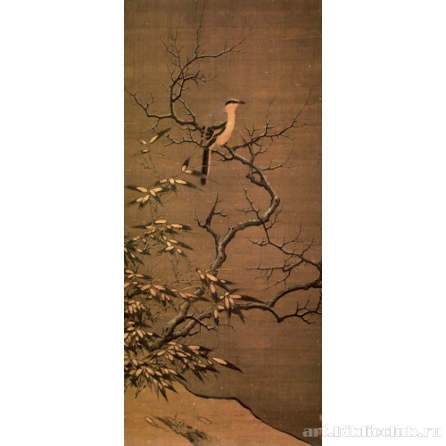 Дикая птица на заснеженном дереве