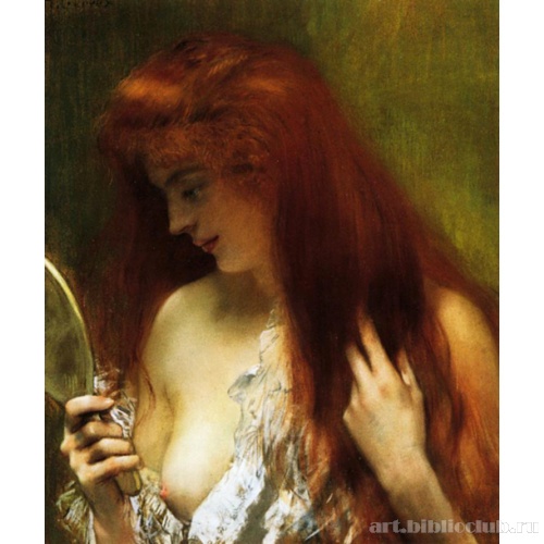 Причесывающаяся рыжеволосая девушка