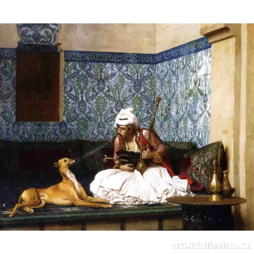 Араб выдувает дым на свою собаку