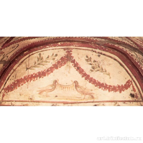 Катакомбы Панфила. Голуби с цветочной гирляндой