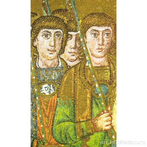 Базилика Сан Витале. Император Юстиниан со свитой. Стража