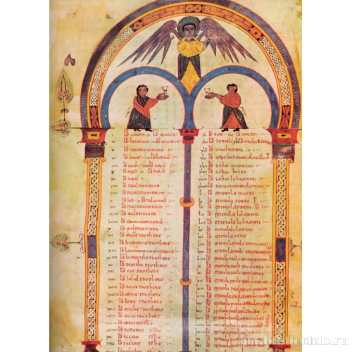 Таблица канонов с изображением мастеров Флоренсия и Санктиона