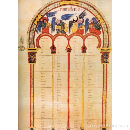 Таблица канонов с символами четырех евангелистов