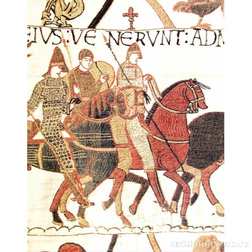 Гарольд и Вильгельм с солдатами переходят реку. Фрагмент