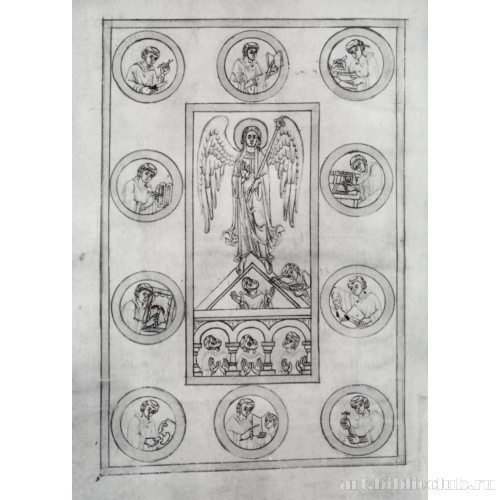 Архангел Михаил и сцены работы над рукописью